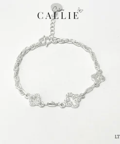 LT261 - Lắc Tay Bạc Callie Silver Cỏ 4 Lá Viền