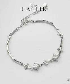 LT264 - Lắc tay bạc Callie Silver cỏ 4 lá đính đá xen kẽ