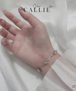 Alternative view of LT267 - Lắc tay bạc Callie Silver gợn sóng tim xen kẽ đá