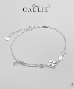 LT268 - Lắc tay bạc Callie Silver cỏ 4 lá cắt máy