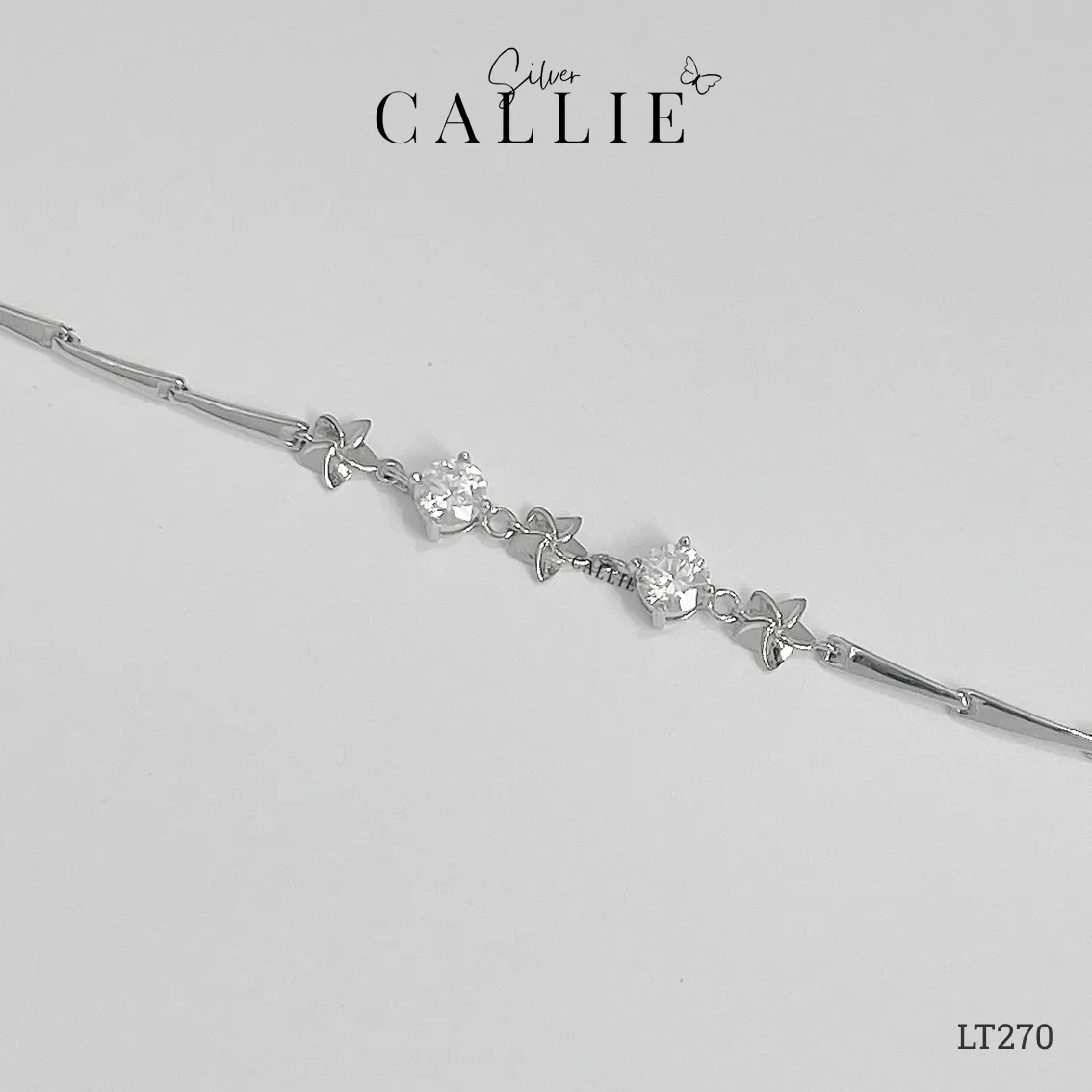 LT270 - Lắc tay bạc Callie Silver đá moissanite xen kẽ hoa - Hình ảnh 5