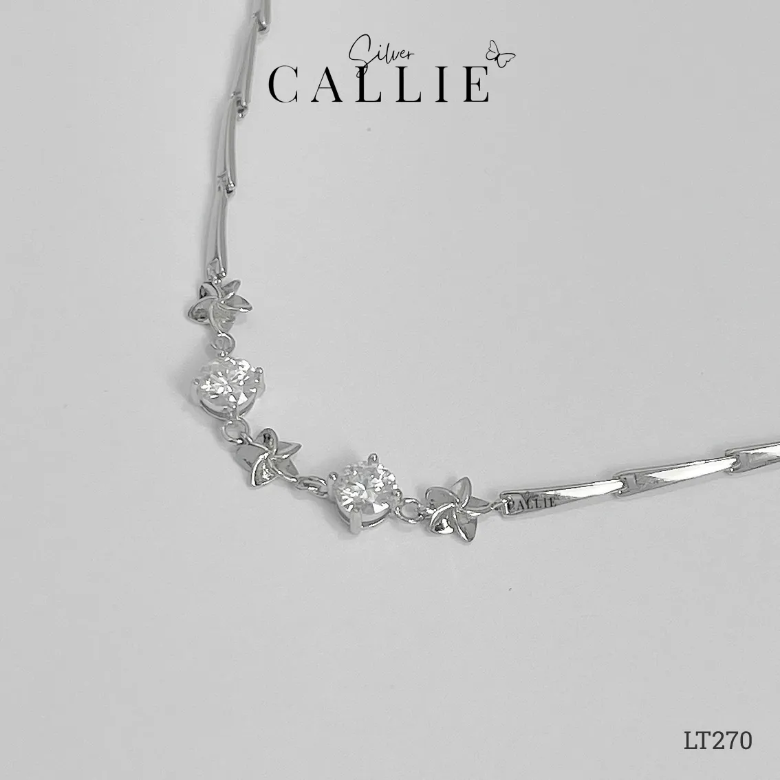 LT270 - Lắc tay bạc Callie Silver đá moissanite xen kẽ hoa - Hình ảnh 6