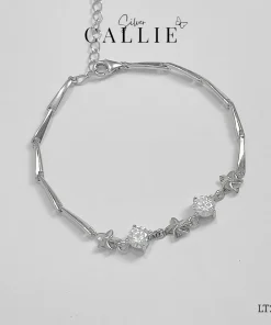LT270 - Lắc tay bạc Callie Silver đá moissanite xen kẽ hoa