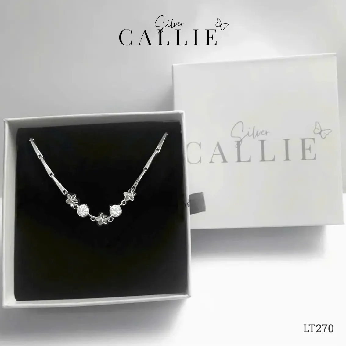 LT270 - Lắc tay bạc Callie Silver đá moissanite xen kẽ hoa - Hình ảnh 8