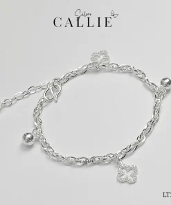 LT272 - Lắc Tay Bạc Callie Silver Cỏ 4 Lá Viền