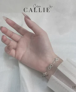 Alternative view of LT273 - Lắc Tay Bạc Callie Silver Vô Cực Kèm Cỏ 4 Lá Viền
