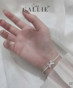 Alternative view of LT276 - Lắc Tay Bạc Callie Silver Nơ Dây Đá Khoá Rút
