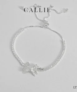 LT276 - Lắc Tay Bạc Callie Silver Nơ Dây Đá Khoá Rút