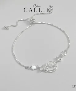 LT277 - Lắc tay bạc Callie Silver trăng sao dây rút