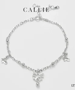 LT278 - Lắc Tay Bạc Callie Silver Nơ Và Bướm xi kim