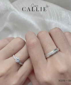 Alternative view of N309 - N664: Nhẫn Bạc Đôi Thiết Kế Callie Silver Đính Đá