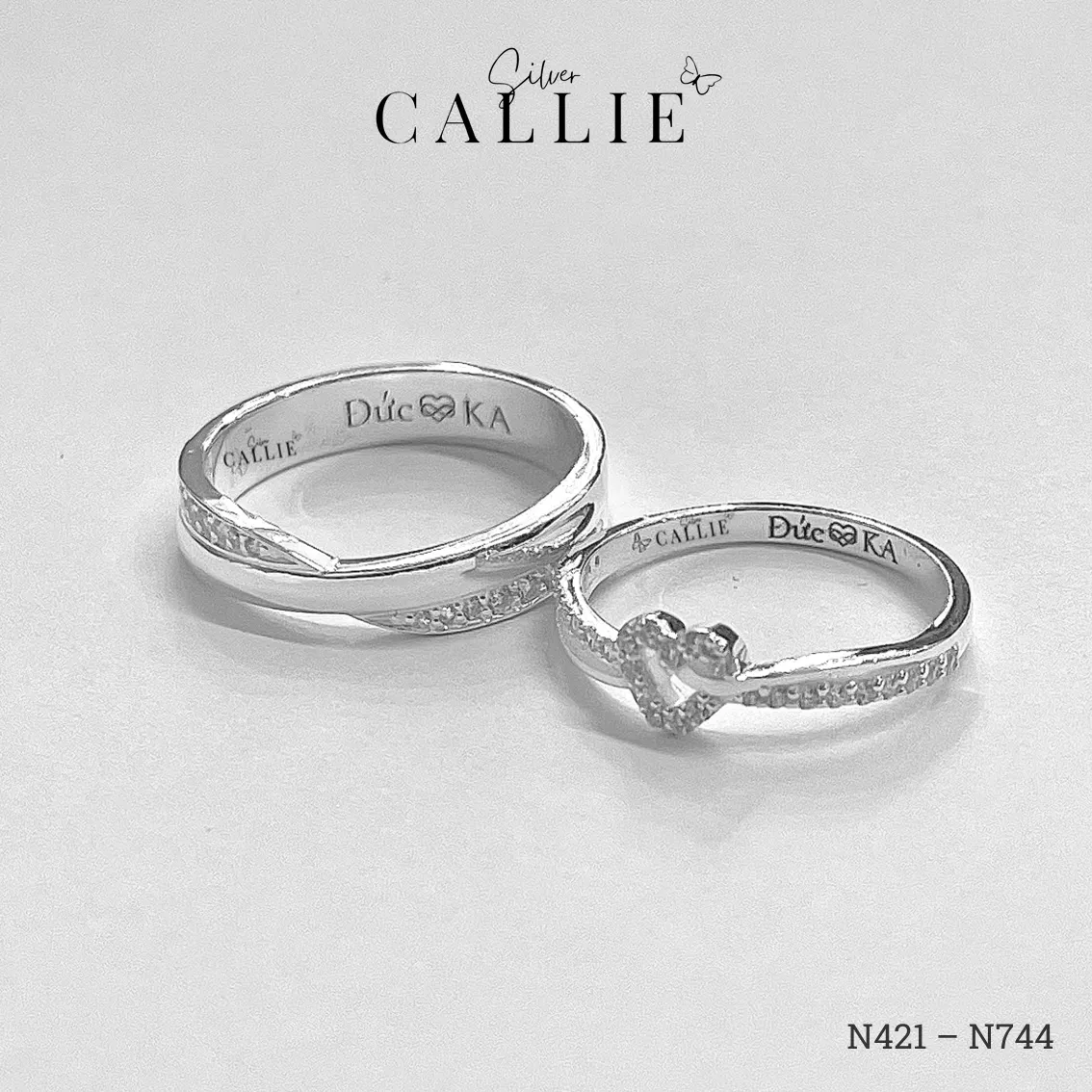 N744 - N421: Nhẫn Bạc Thiết Kế Callie Silver Đai Chéo Đính Đá - Hình ảnh 5