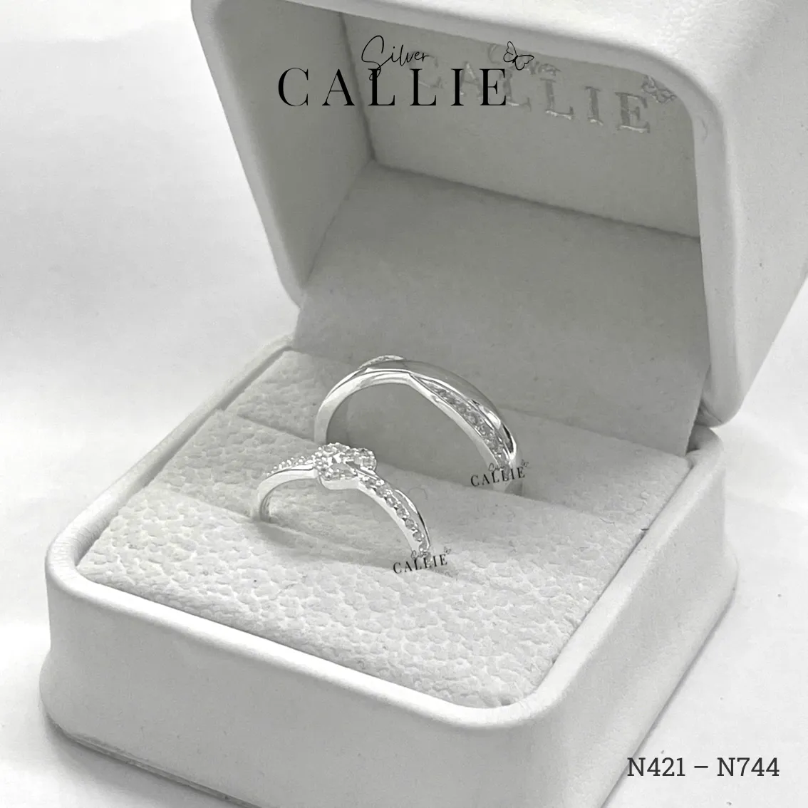 N744 - N421: Nhẫn Bạc Thiết Kế Callie Silver Đai Chéo Đính Đá - Hình ảnh 7