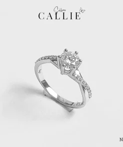 N731 - Nhẫn Bạc Thiết Kế Callie Silver 1 Hàng Đá Xoắn