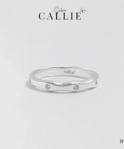Alternative view of N739 - Nhẫn Bạc Thiết Kế Callie Silver Đính Đá Đai Gợn Sóng