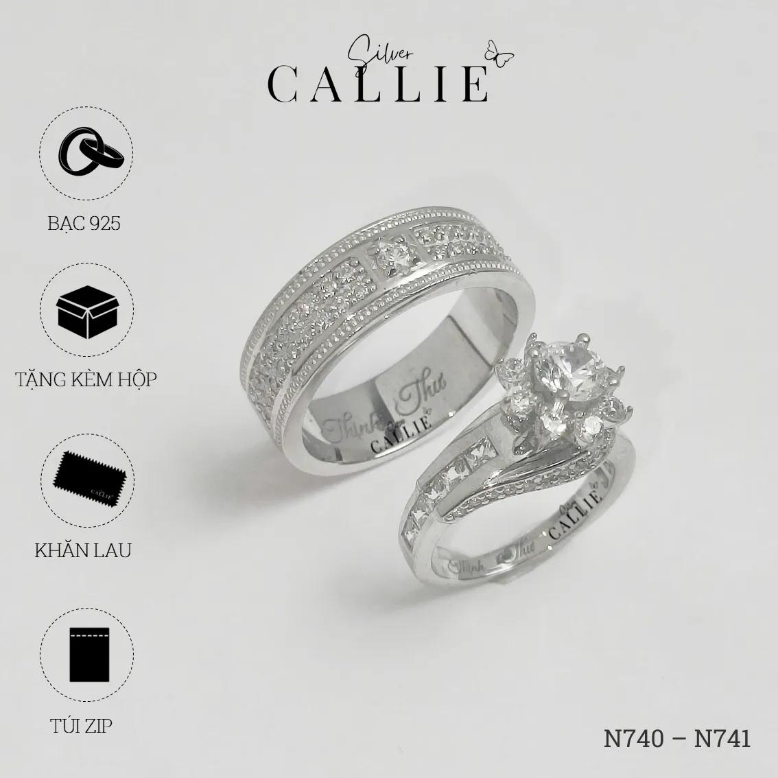 N740 - N741: Nhẫn Bạc Thiết Kế Callie Silver Bông Tuyết - Hình ảnh 9