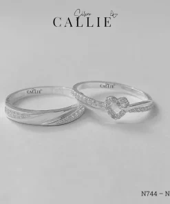 N791 - N744: Nhẫn Bạc Thiết Kế Callie Silver Đai Chéo Trái Tim