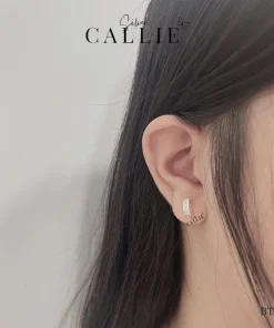 Alternative view of BT143 - Bông tai bạc Callie Silver dãy đá móc
