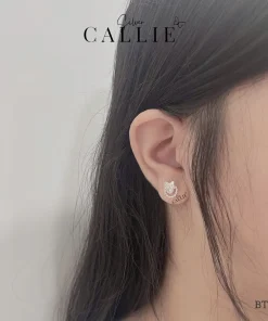 Alternative view of BT163 - Bông tai bạc Callie Silver vòng tròn nơ