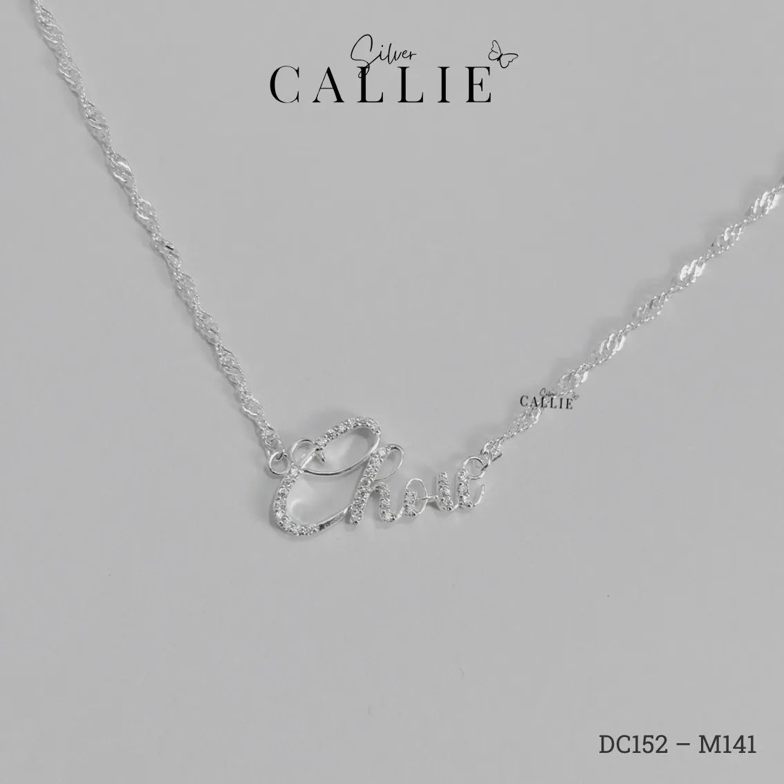DC152 - M142: Dây chuyền thiết kế Callie Silver tên đính đá - Hình ảnh 6