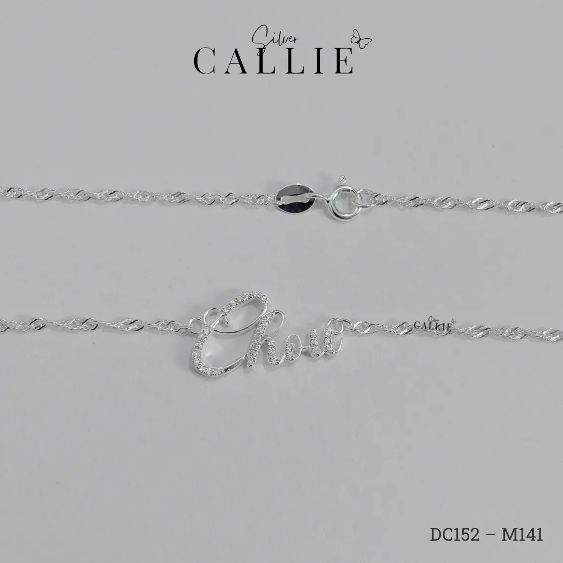 DC152 - M142: Dây chuyền thiết kế Callie Silver tên đính đá - Hình ảnh 4