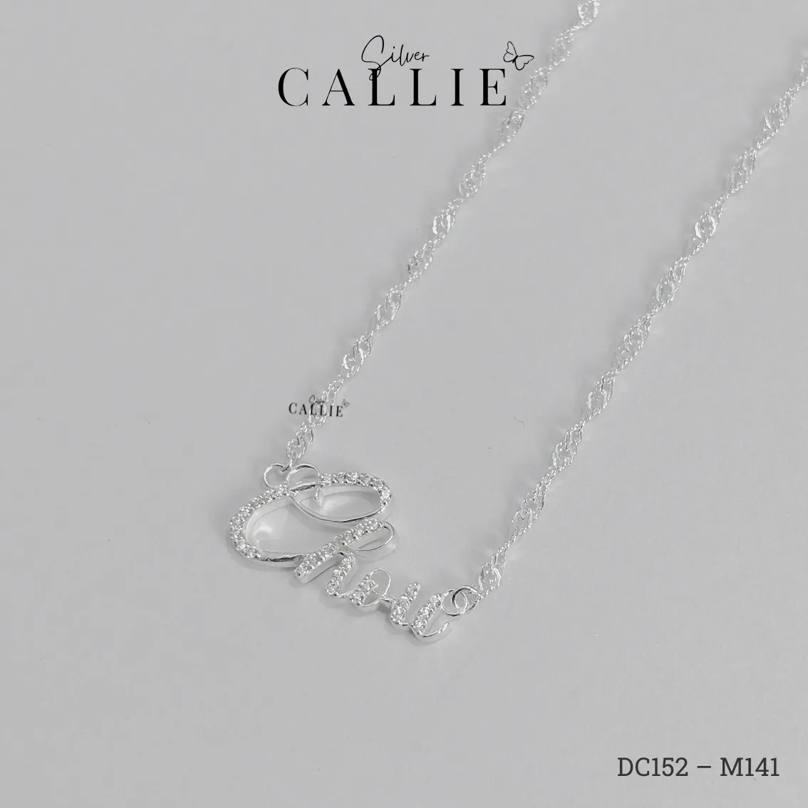 DC152 - M142: Dây chuyền thiết kế Callie Silver tên đính đá - Hình ảnh 7
