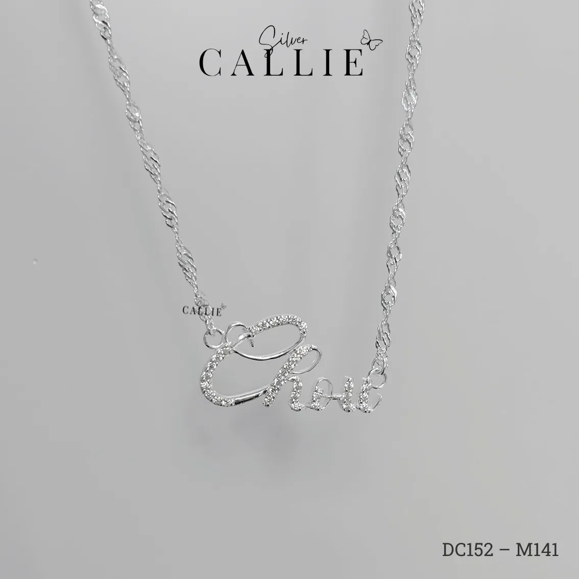 DC152 - M142: Dây chuyền thiết kế Callie Silver tên đính đá - Hình ảnh 2