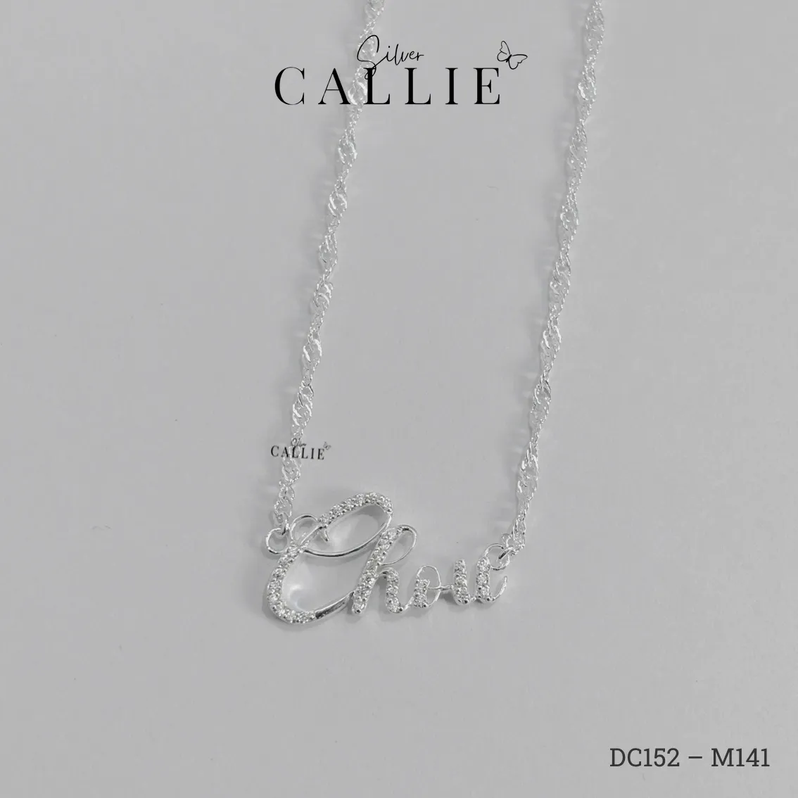 DC152 - M142: Dây chuyền thiết kế Callie Silver tên đính đá - Hình ảnh 5