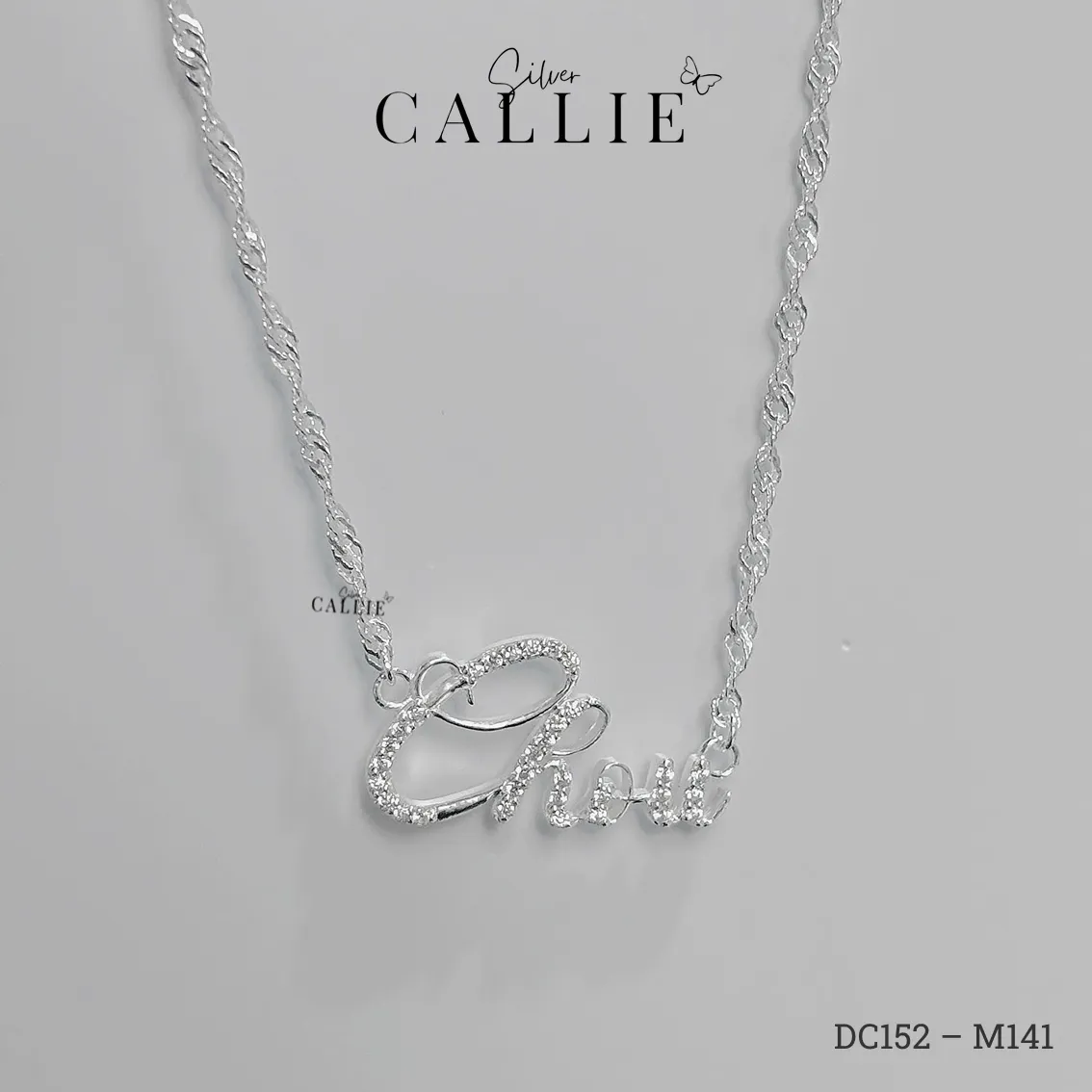 DC152 - M142: Dây chuyền thiết kế Callie Silver tên đính đá - Hình ảnh 8