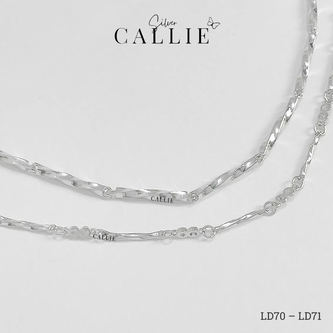 LD70 - LD71: Lắc đôi bạc Callie Silver thanh xoắn và trăng sao - Hình ảnh 8