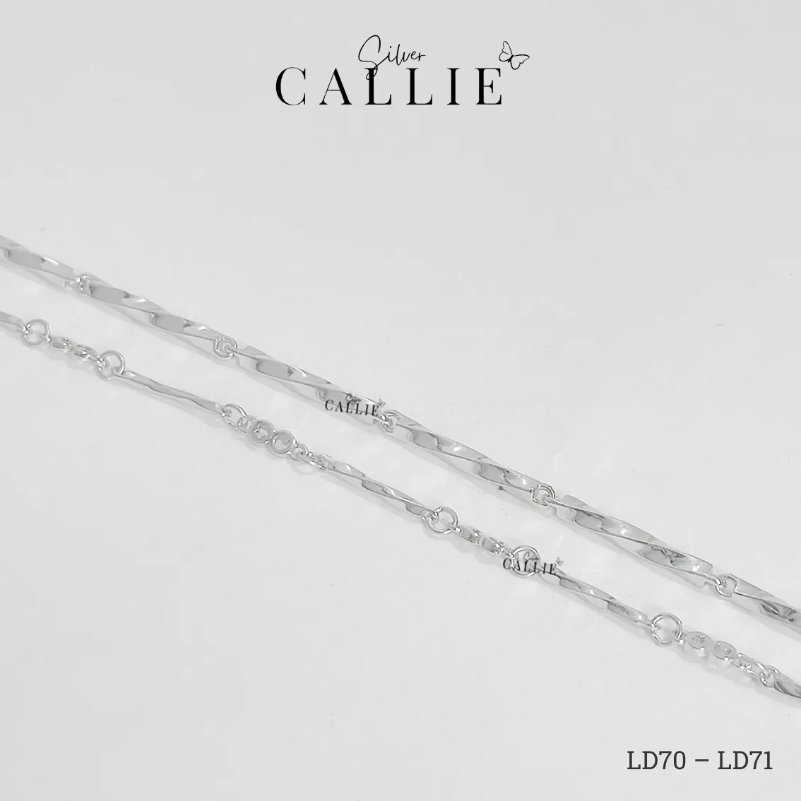 LD70 - LD71: Lắc đôi bạc Callie Silver thanh xoắn và trăng sao - Hình ảnh 10