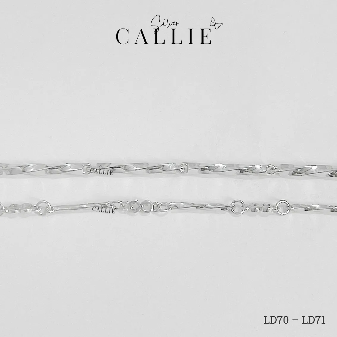 LD70 - LD71: Lắc đôi bạc Callie Silver thanh xoắn và trăng sao - Hình ảnh 12