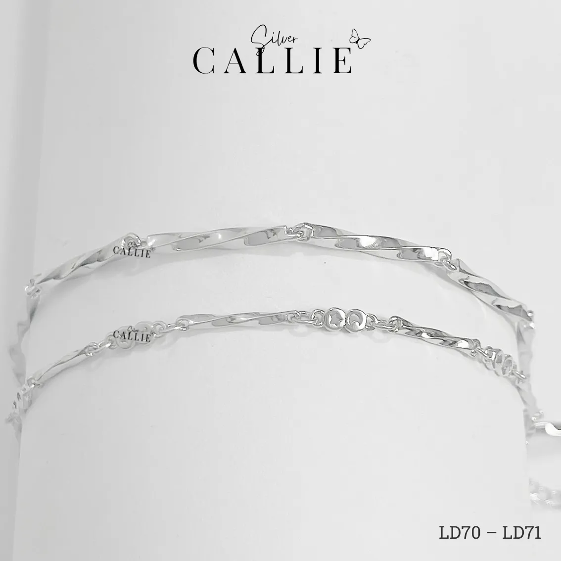 LD70 - LD71: Lắc đôi bạc Callie Silver thanh xoắn và trăng sao - Hình ảnh 11