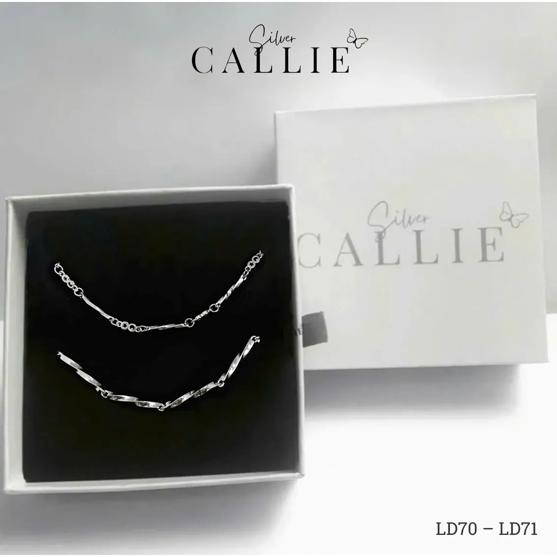 LD70 - LD71: Lắc đôi bạc Callie Silver thanh xoắn và trăng sao - Hình ảnh 13
