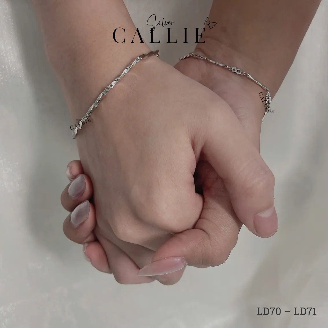 LD70 - LD71: Lắc đôi bạc Callie Silver thanh xoắn và trăng sao - Hình ảnh 2