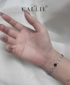 Alternative view of LT280 - Lắc Tay Bạc Callie Silver Xi Kim Hoa Đính Đá và Hoa Đen