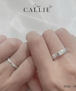 Alternative view of N316 - N317: Nhẫn đôi bạc thiết kế Callie Silver