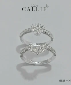 N625 - N626: Nhẫn Bạc Thiết Kế Callie Silver Mặt Trăng - Mặt Trời