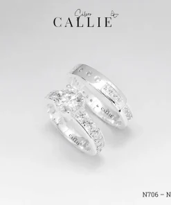 Alternative view of N706 - N813: Nhẫn Bạc Đôi Thiết Kế Callie Silver Đính Đá