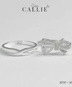N737 - N738: Nhẫn Bạc Đôi Thiết Kế Callie Silver Nơ Đính Đá