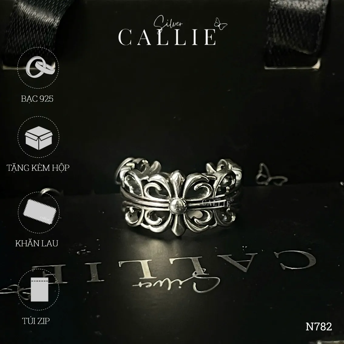N782 - Nhẫn bạc Callie Silver nam hoạ tiết - Hình ảnh 10