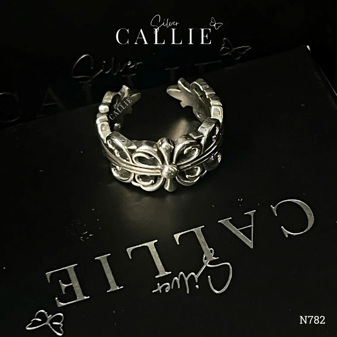 N782 - Nhẫn bạc Callie Silver nam hoạ tiết - Hình ảnh 6