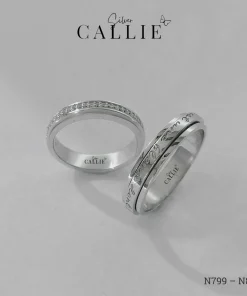 N799 - N800: Nhẫn đôi thiết kế Callie Silver 2 lớp xoay