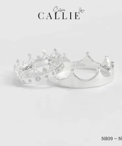 N809 - N810: Nhẫn Bạc Thiết Kế Callie Silver Vương Miện