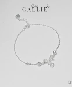 LT284 - Lắc tay bạc Callie Silver mặt nơ charm đá