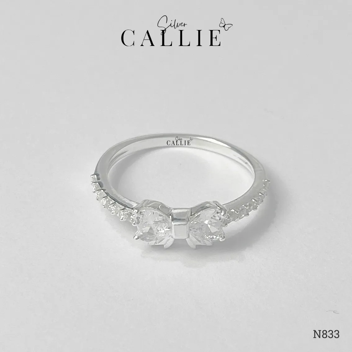 N833 - Nhẫn bạc Callie Silver nơ đính đá - Image 3