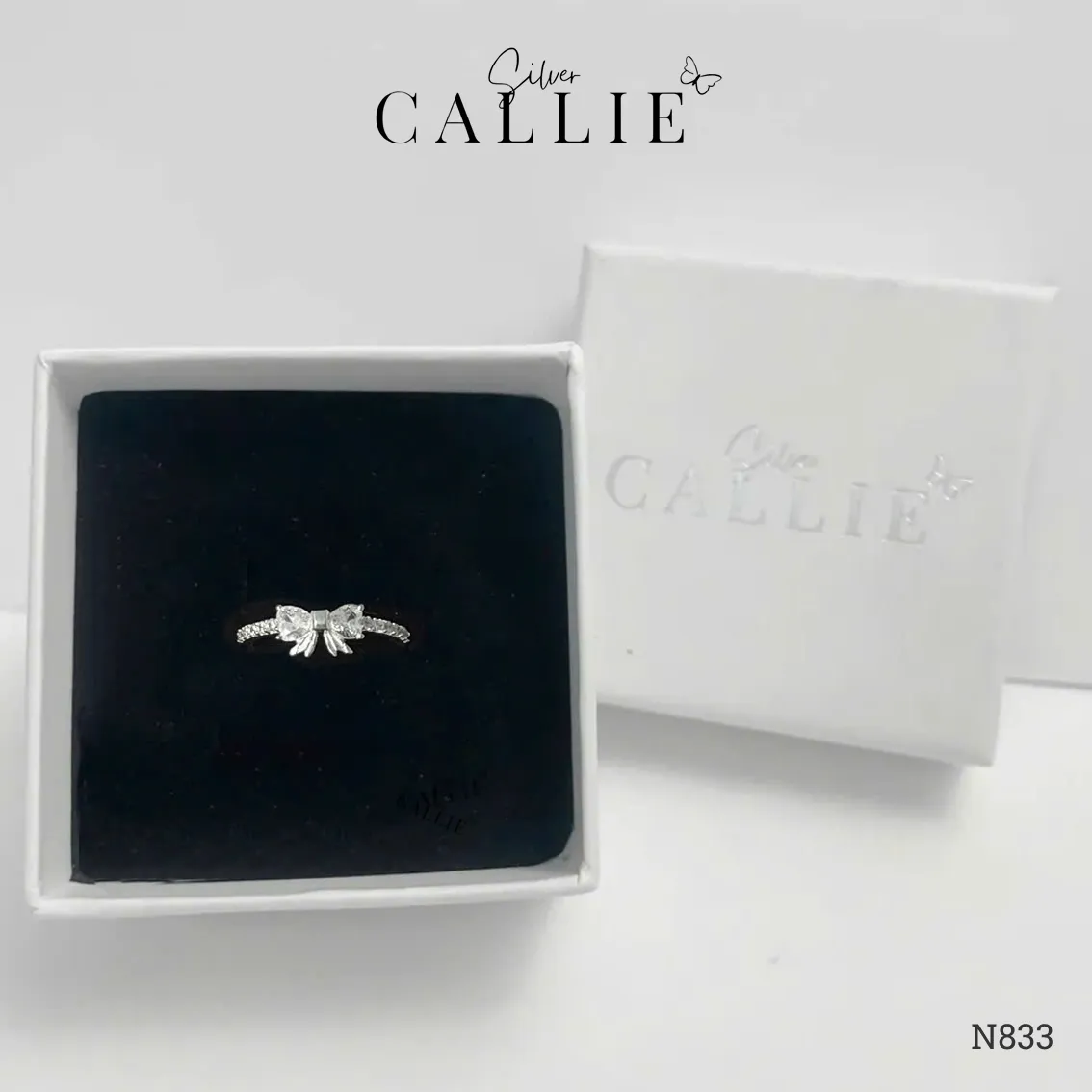 N833 - Nhẫn bạc Callie Silver nơ đính đá - Image 8