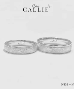 N834 - N835: Nhẫn đôi bạc Callie Silver đai nhám