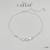 LC88 - Lắc chân bạc Callie Silver mặt vô cực trơn và tim