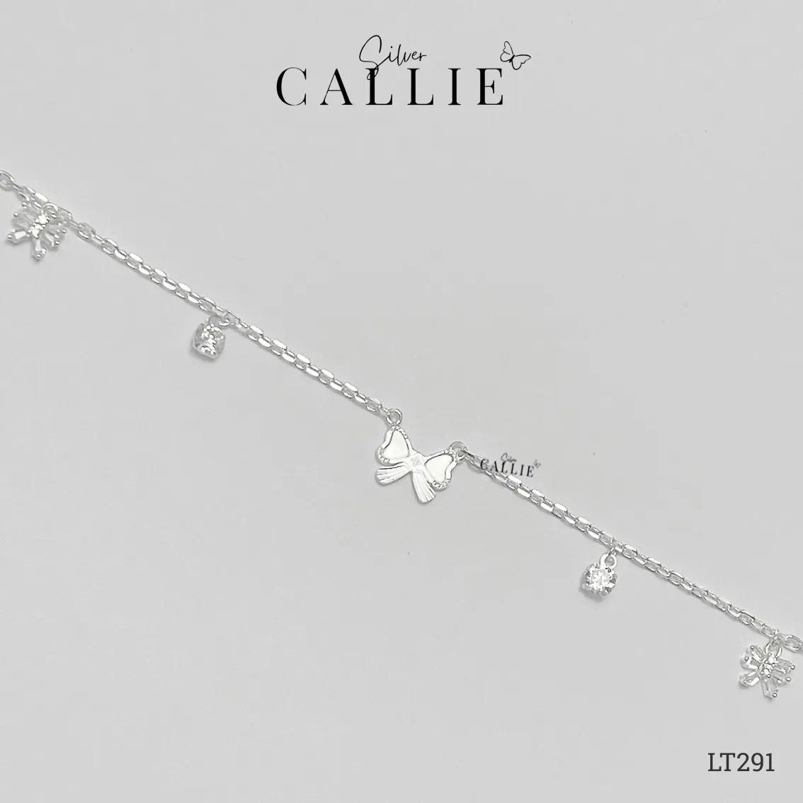 LT291 - Lắc tay bạc Callie Silver nơ xà cừ - Image 3